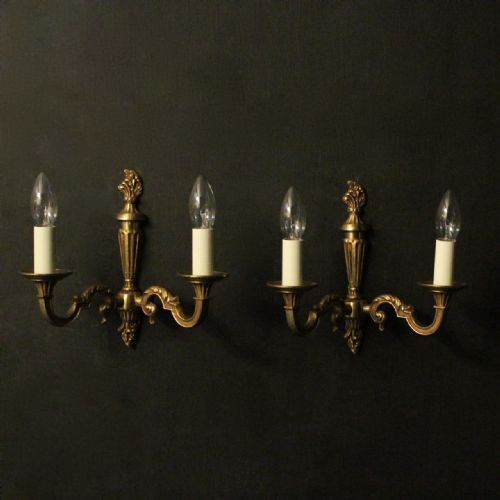 French Pair of Gilded Twin Arm Wall Lights