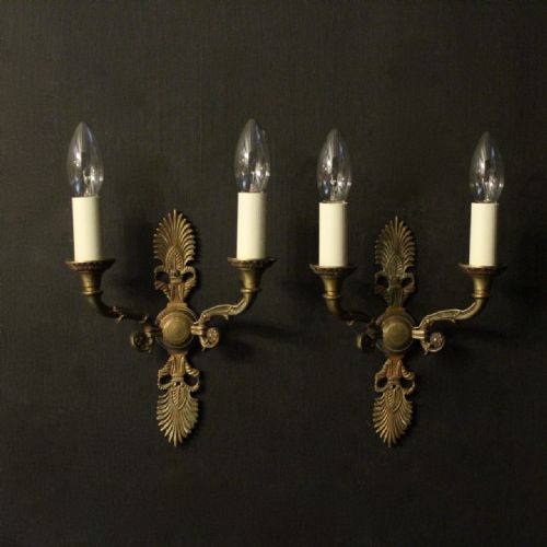 French Pair of Empire Bronze Wall Lights