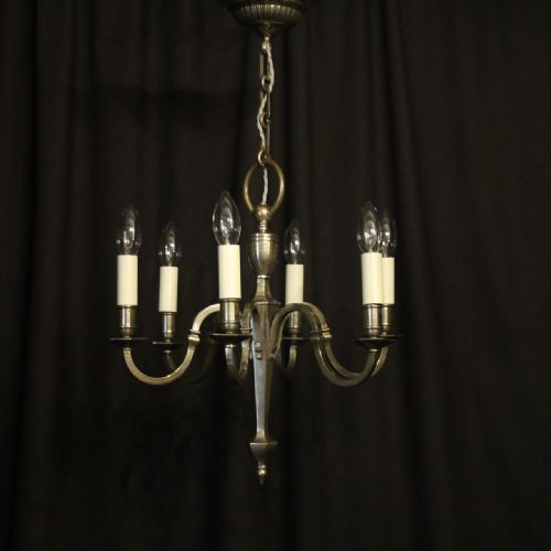 English Silvered 6 Light Antique Chandelier
