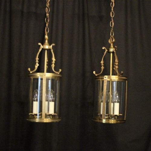 French Pair of Gilded Antique Hall Lanterns