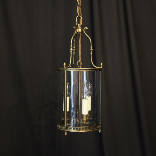 French Convex Triple Light Antique Hall Lantern