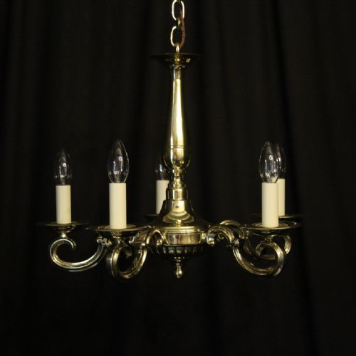 English Brass 5 Light Antique Chandelier