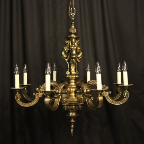 French Gilded Bronze 8 Light Antique Chandelier