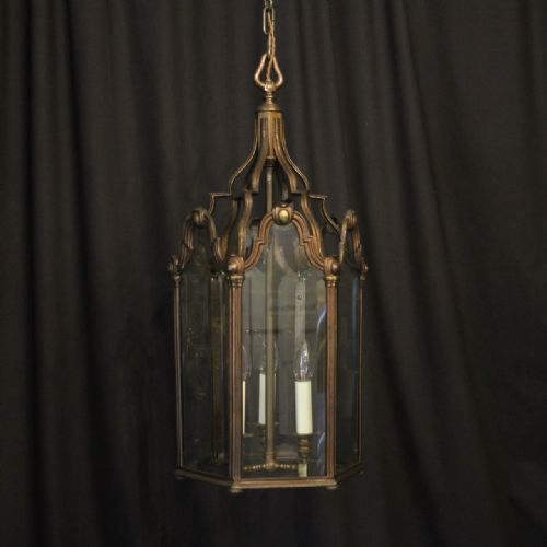 French Large Bronze Triple Light Antique Lantern