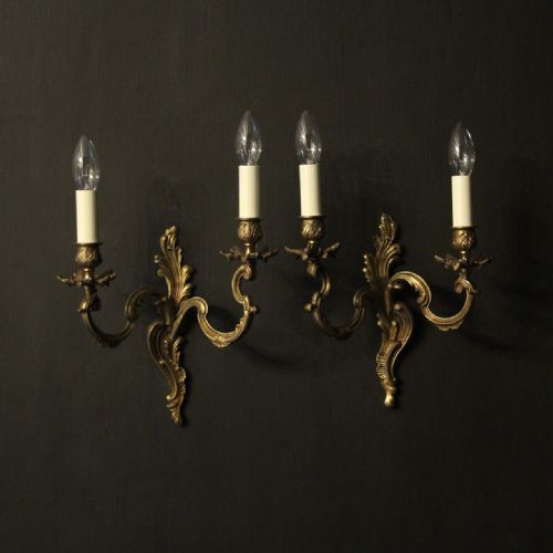 French Pair of Gilded Antique Wall Lights