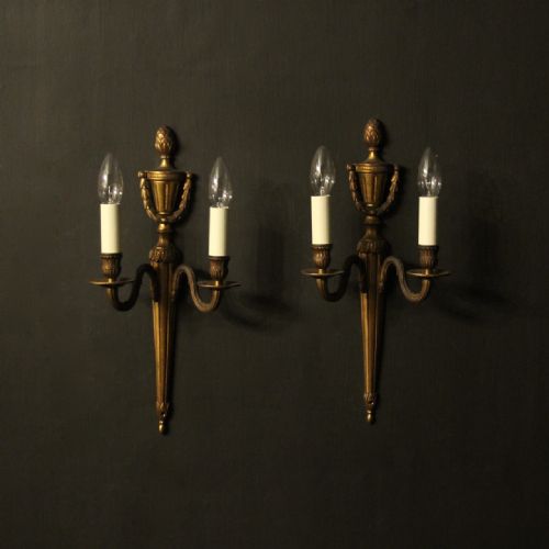 French Pair of Gilded Antique Wall Lights