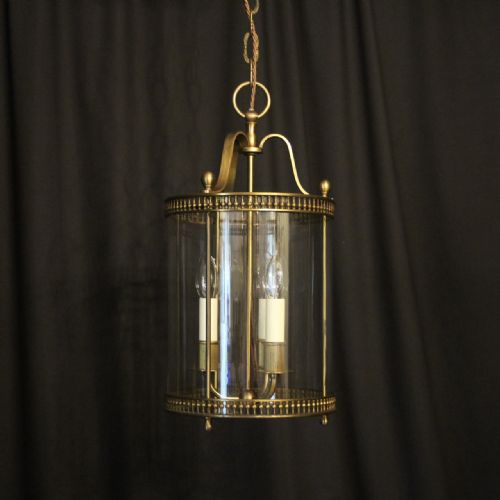 French Gilded Triple Light Antique Hall Lantern