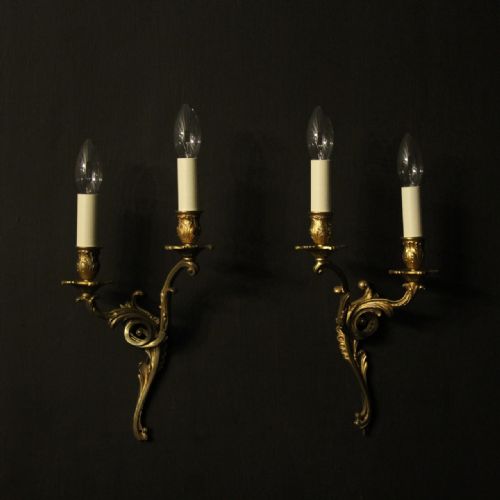 French Pair of Gilded Antique Wall Lights