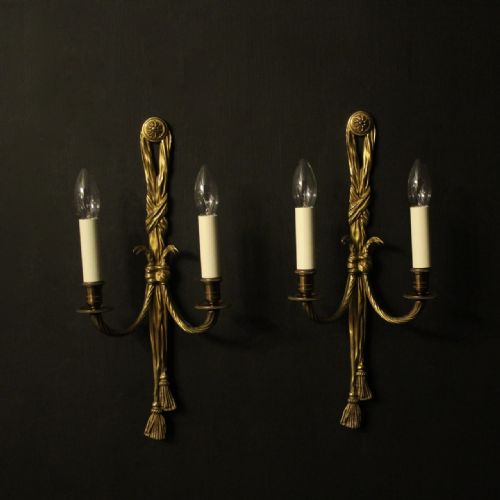 French Pair of Bronze Antique Wall Lights