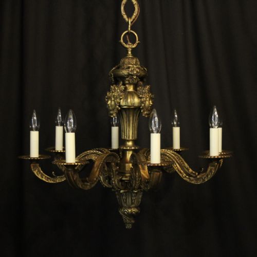French Gilded Bronze 8 Light Antique Chandelier