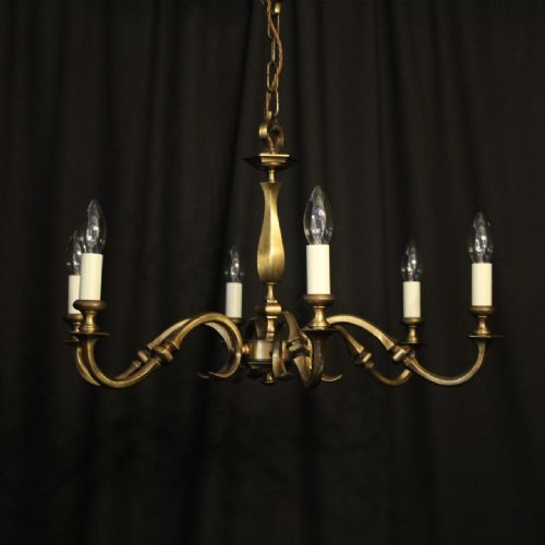 English Brass 6 Light Antique Chandelier