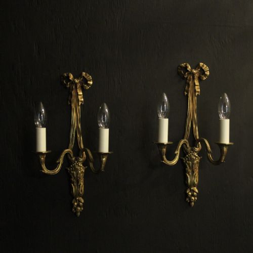 French Pair of Ribbon Antique Wall Lights