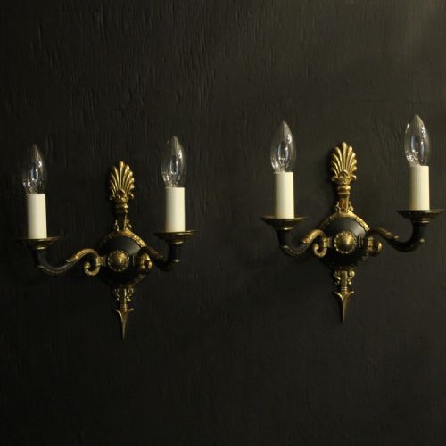 French Pair of Empire Bronze Wall Lights
