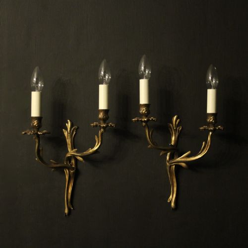 French Pair of Gilded Antique Antique Wall Lights