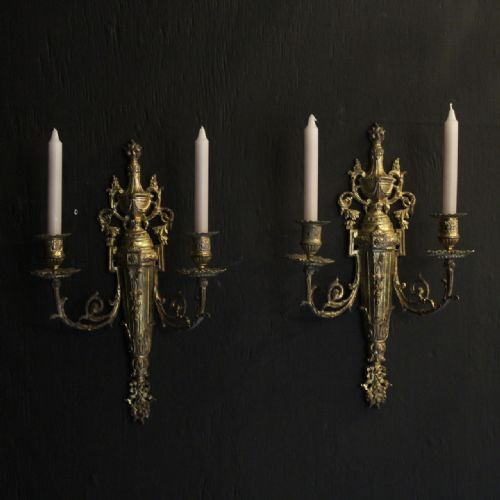 French Pair of Candle Antique Wall Sconces