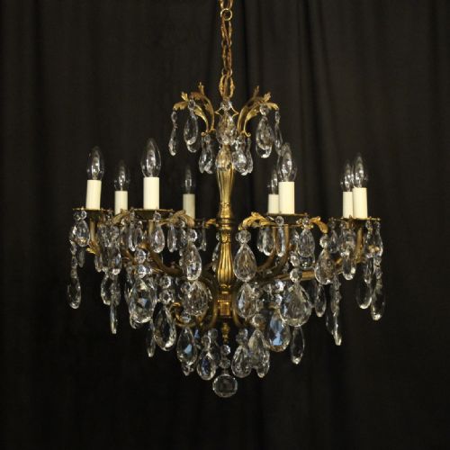 Italian Gilt & Crystal 8 Light Antique Chandelier