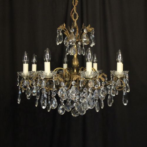 Italian Gilt & Crystal 8 Light Antique Chandelier