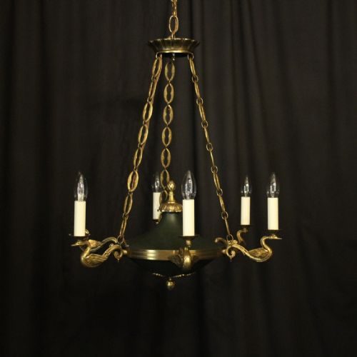 French Gilded Empire 6 Light Antique Chandelier