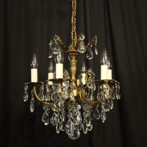 Italian Small Gillded 6 Light Antique Chandelier