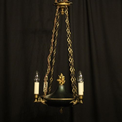 French Gilded Bronze Empire 4 Light Antique Chandelier