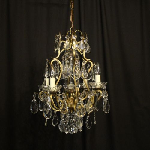French Birdcage 5 Light Crystal Antique Chandelier
