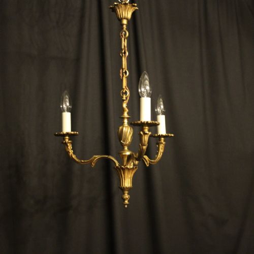 French Bronze Triple Light Antique Chandelier