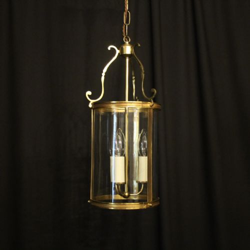 French Gilded Convex Triple Light Hall Lantern