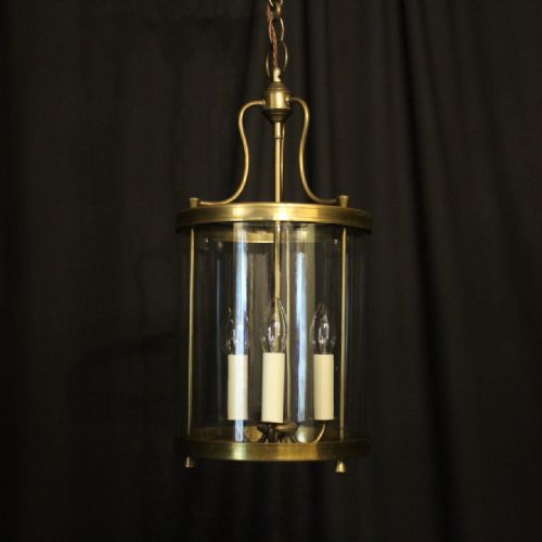French Brass Triple Light Hall Lantern