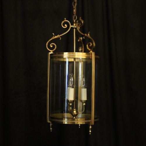 French Gilded Triple Light Convex Antique Lantern