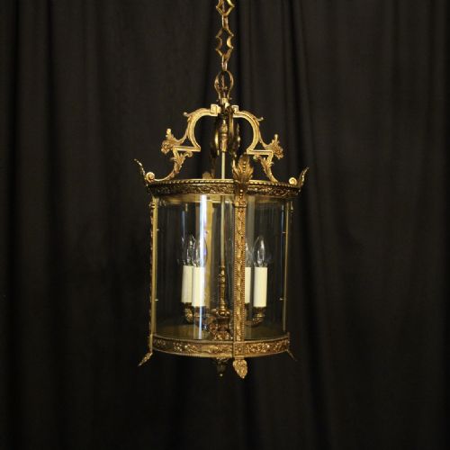 French Gilded Bronze Four Light Hall Lantern