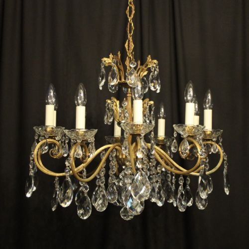 Italian Gilded & Crystal 10 Light Antique Chandelier
