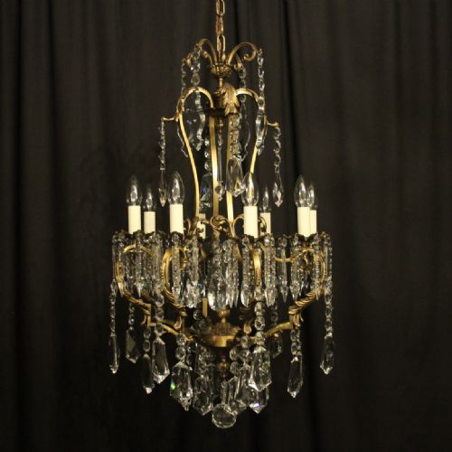 Italian Gilded 8 Light Cage Antique Chandelier