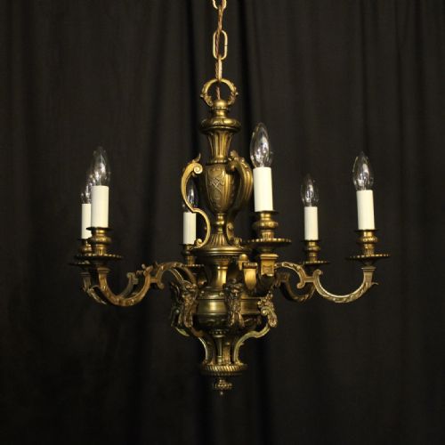 French Bronze 6 Light Antique Chandelier