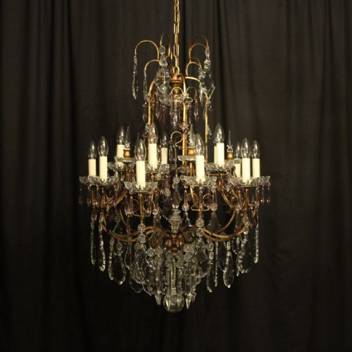 Italian Florentine Crystal 15 Light Chandelier