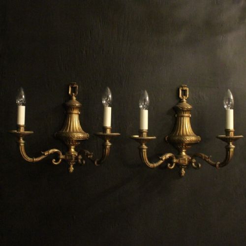French Pair of Gilded Bronze Antique Wall Lights