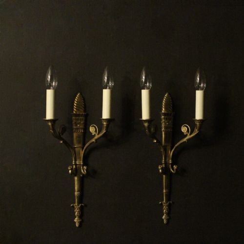 French Pair of Gilded Antique Wall Lights