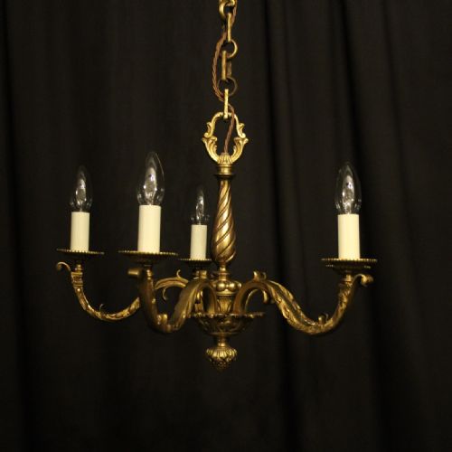 French Gilded Bronze 5 Light Antique Chandelier
