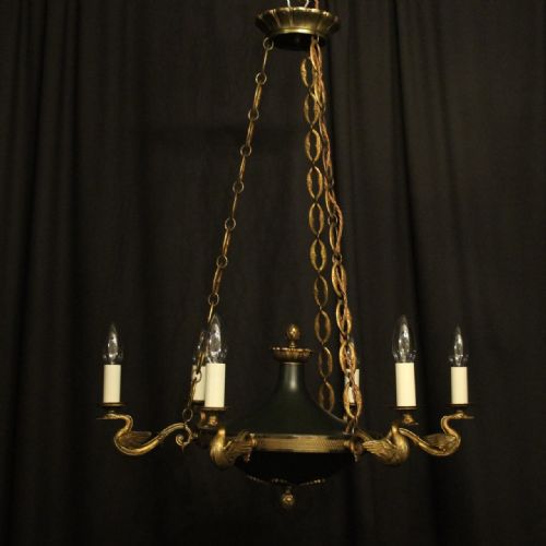 French Empire Gilded 6 Light Antique Chandelier
