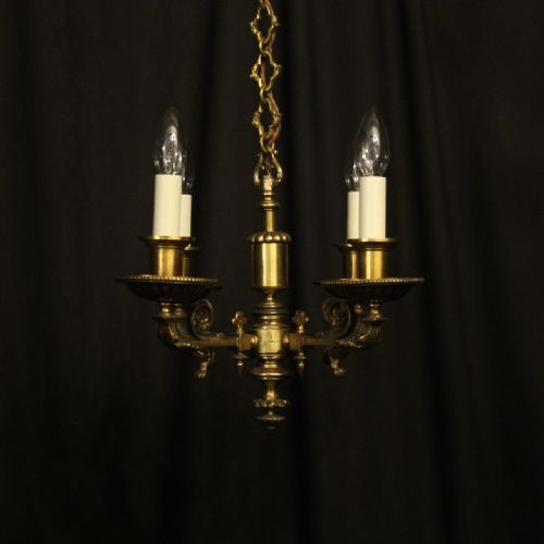 French Gothic Bronze 4 Light Antique Chandelier