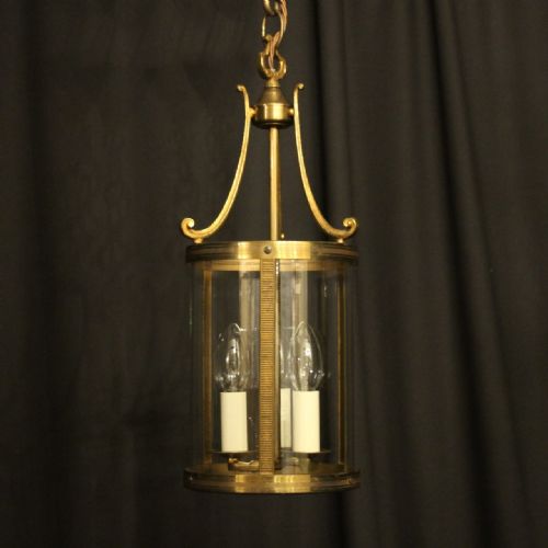 French Gilded Triple Light Convex Antique Lantern