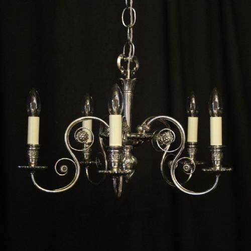 English Silver Gilded 5 Light Chandelier
