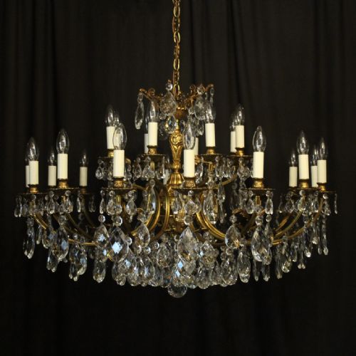 Italian Gilded & Crystal 24 Light Double Tiered Antique Chandelier