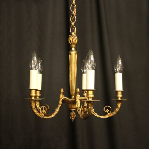 French Gilded Bronze 5 Light Antique Chandelier