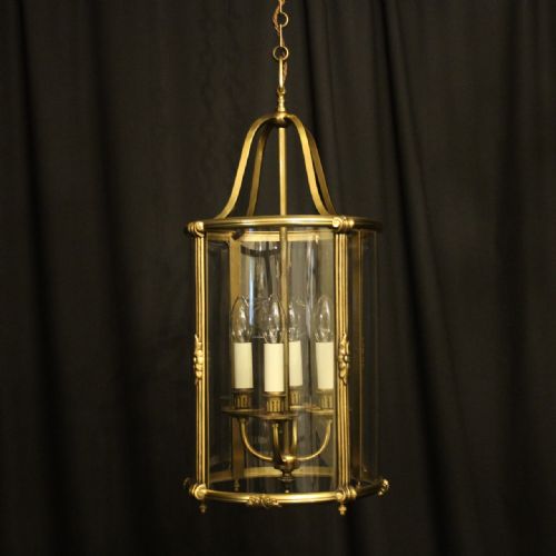 French Gilded Bronze 4 Light Convex Antique Lantern