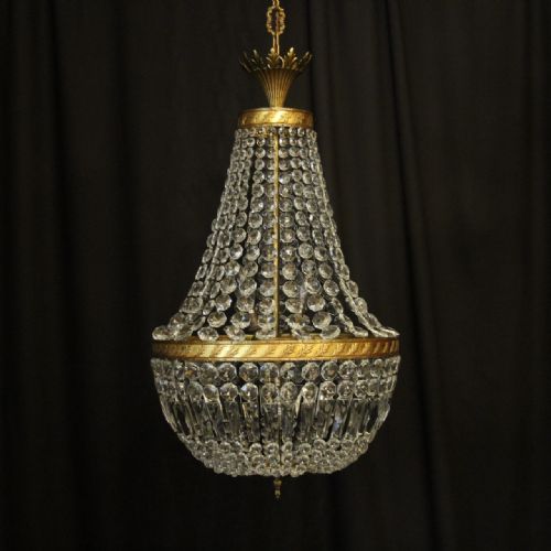 French Gilded 4 Light Tent Antique Chandelier