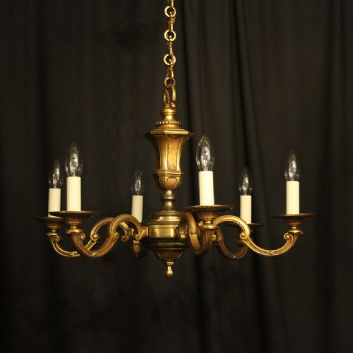 French Gilded Bronze 6 Light Antique Chandelier