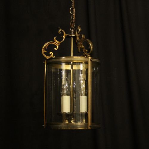 French Gilded Triple Light Convex Antique Lantern