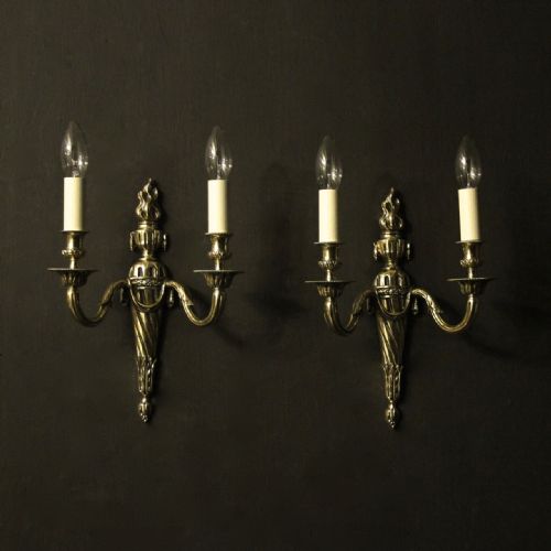 French Pair of Twin Arm Antique Wall Lights