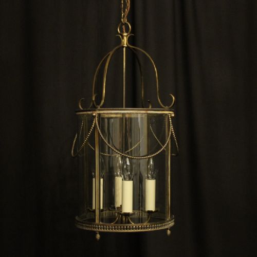 French Gilded Brass Four Light Antique Hall Lantern
