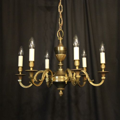 French Cast Brass 6 Light Antique Chandelier